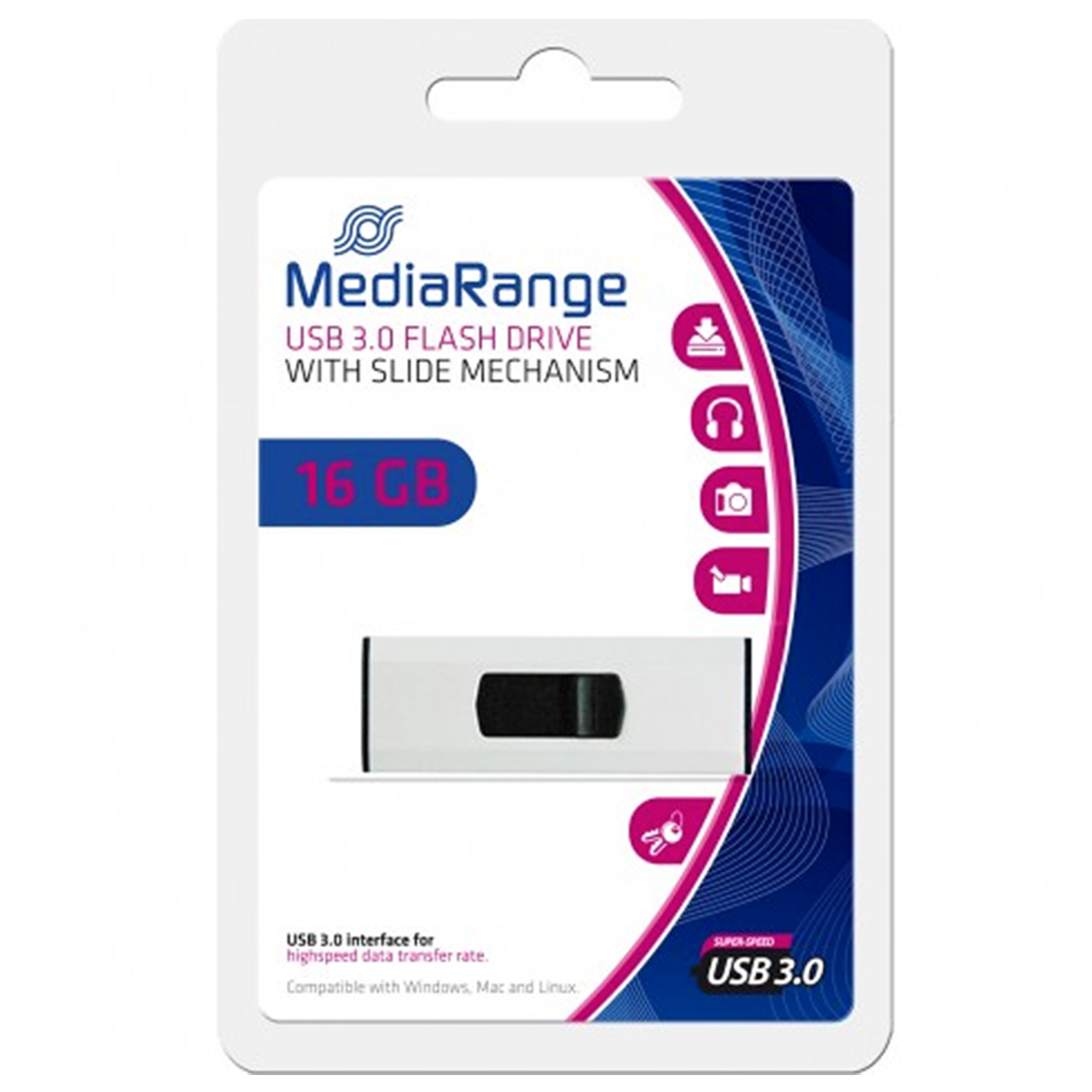 MediaRange USB 3.0 Flash Drive, 16 GB