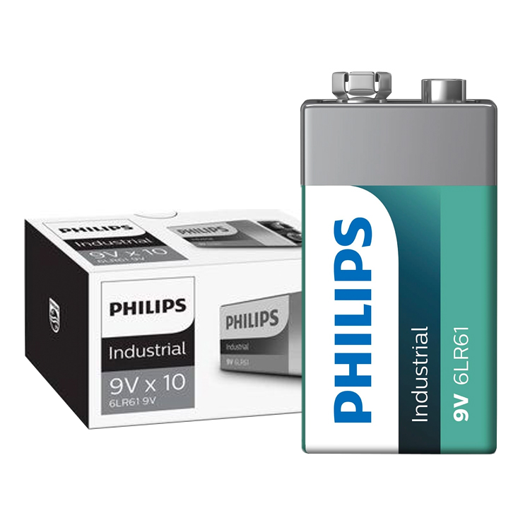 Philips Industrial Alkaline 9V/6LR61 batterijen 10-pack