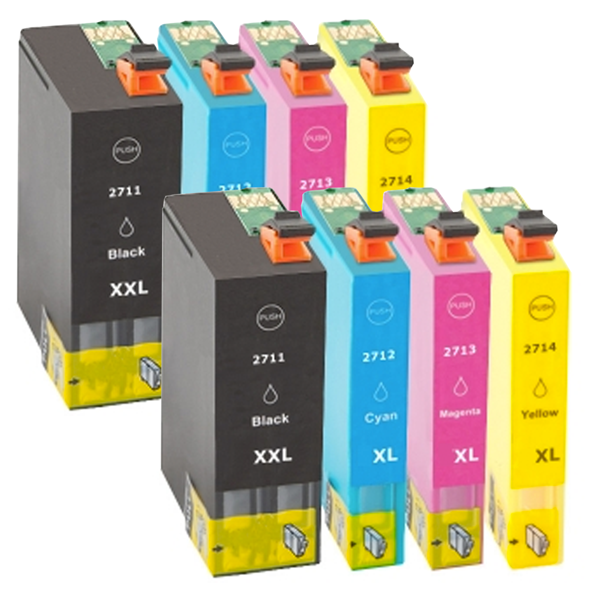 2x Huismerk Epson 27 XL (T2711-T2714) inktcartridges voordeelbundel