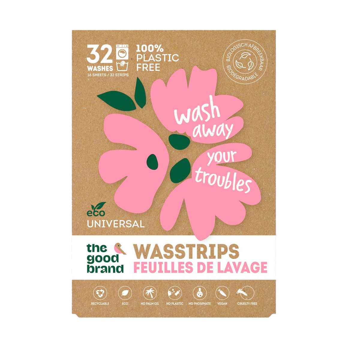 Wasstrips The Good Brand - 32 wasjes - happy flower