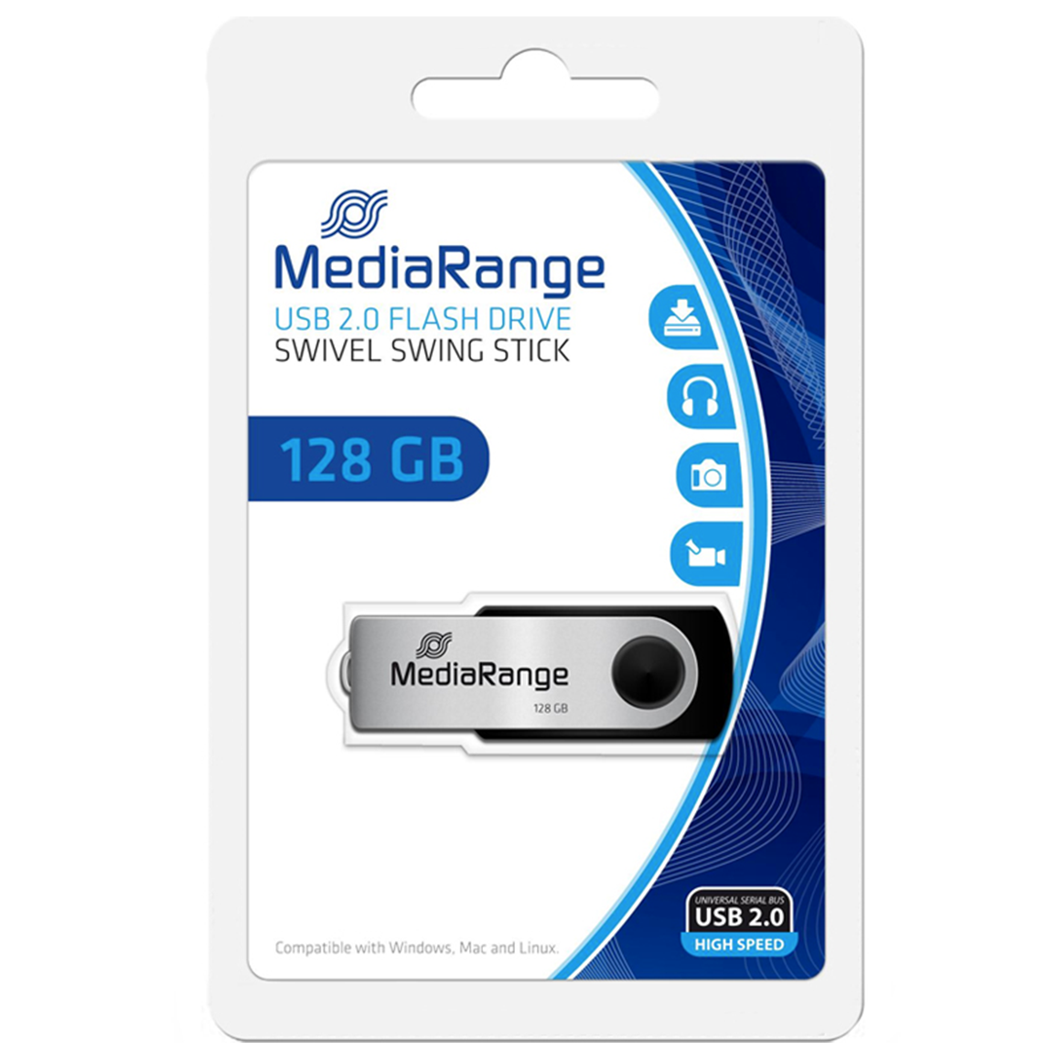 MediaRange USB 2.0 Flash Drive, 128 GB