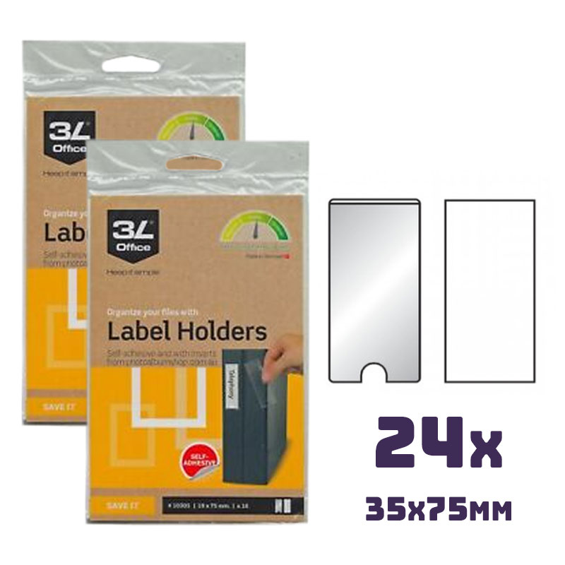 3L zelfklevende etikethouders 35 x 75 mm (2x12 stuks)