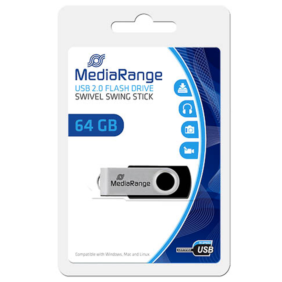 MediaRange USB 2.0 Flash Drive, 64 GB