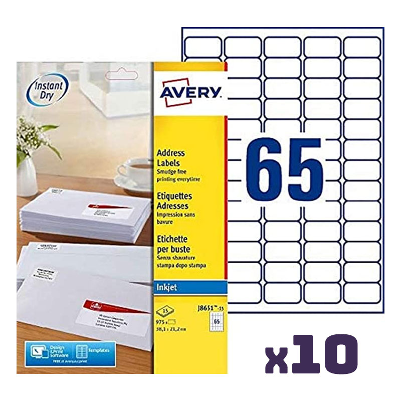Avery J8651-10 adresetiketten 38,1 x 21,2 mm (650 stuks)